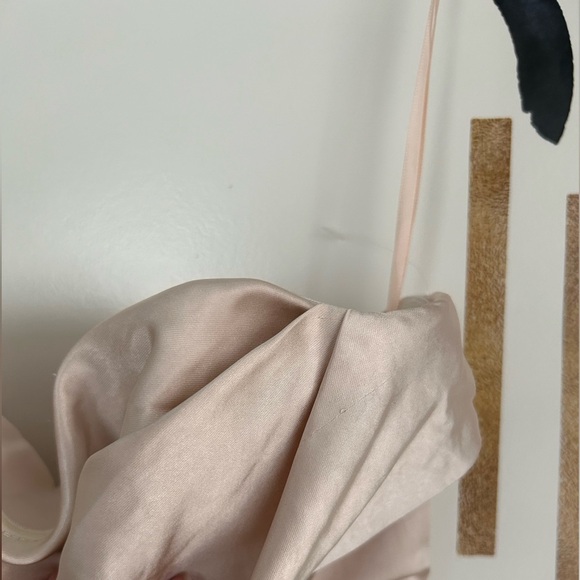 Selfie Leslie DOLCE VITA COWL BUST SATIN CHIC STRAPLESS MIDI DRESS CHAMPAGNE - Picture 11 of 13